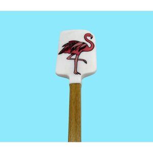 Silicone Spatula Flamingo Measurement Converter Pink Wood Handle Beach Kitchen